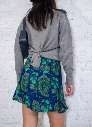 
                  
                    load image into gallery viewer, chelsea skirt - blue paisley silk sari
                  
                