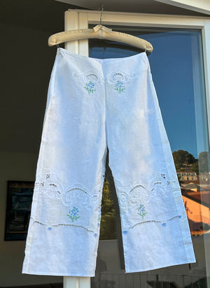 
                  
                    load image into gallery viewer, andalucia pants - upcycled tablecloth
                  
                