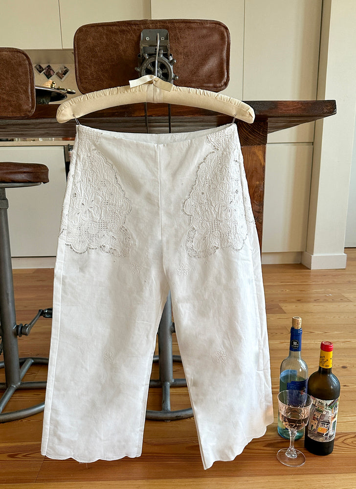 
                  
                    load image into gallery viewer, andalucia pants - upcycled tablecloth
                  
                