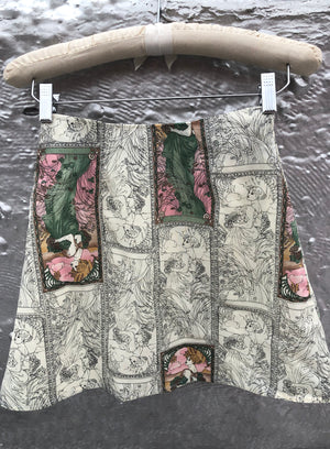 
                  
                    load image into gallery viewer, Cute summer outfit: Our cult-fav mini skirt: A-line, high-rise, and made of vintage fabric. Art nouveau, very 1970s!!
                  
                