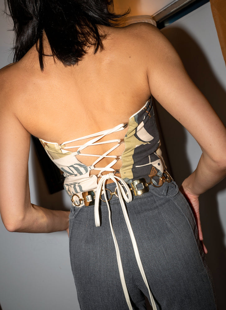 
                  
                    load image into gallery viewer, After rating one of the BEST upcycling brands to know right now, our newest upcycled corset just dropped in fun vintage prints.
                  
                