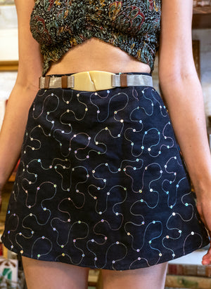 
                  
                    load image into gallery viewer, THE CHELSEA SKIRT: High-waisted A-line mini skirts made of sustainable upcycled vintage fabric - girl of the earth
                  
                