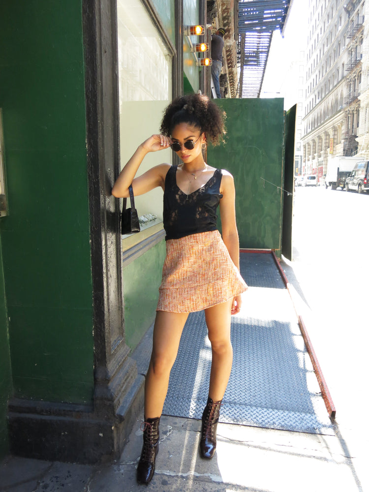 
                  
                    load image into gallery viewer, london skirt - orange tweed
                  
                