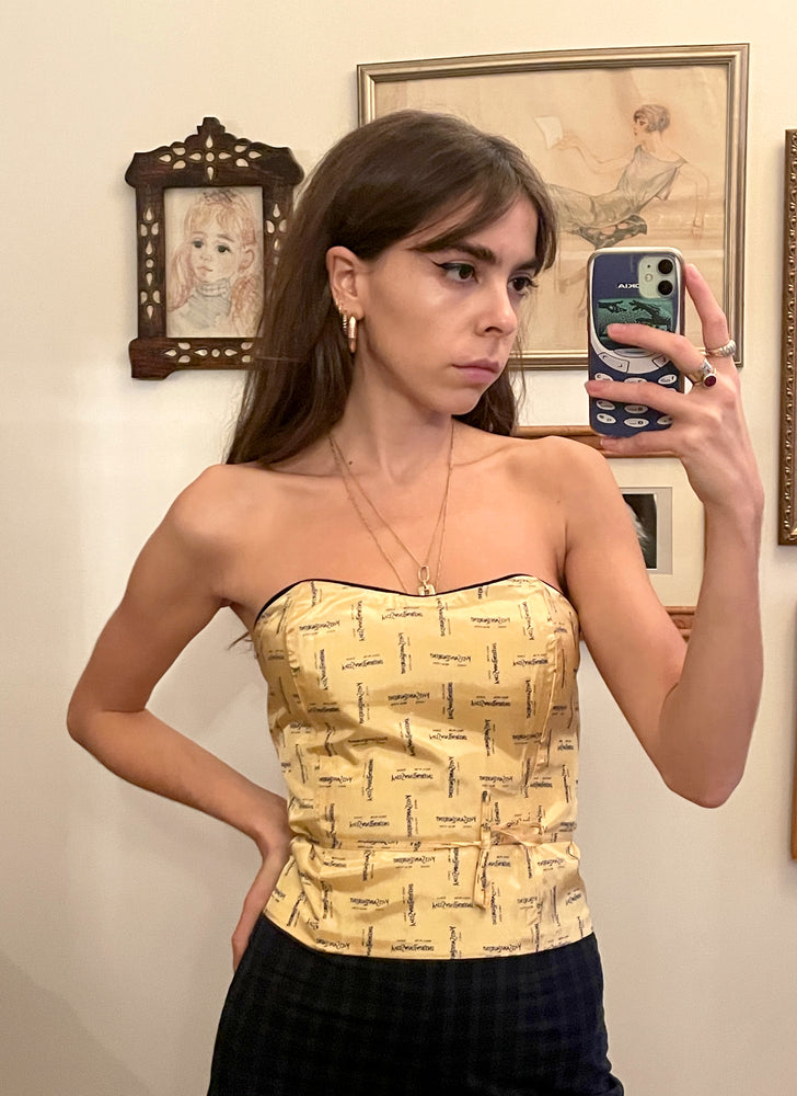 
                  
                    load image into gallery viewer, Mirror pic corset top YSL fabric
                  
                