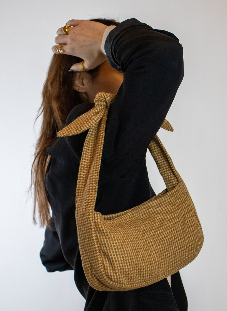 
                  
                    load image into gallery viewer, west village bag - beige-white houndstooth
                  
                