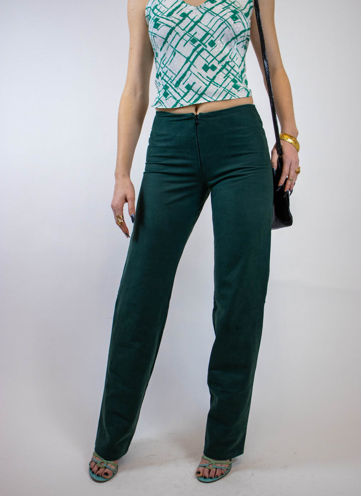 
                  
                    load image into gallery viewer, valencia trousers - green suede
                  
                