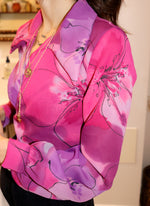 pink floral marylebone - balloon sleeve wrap tie top - girl of the earth