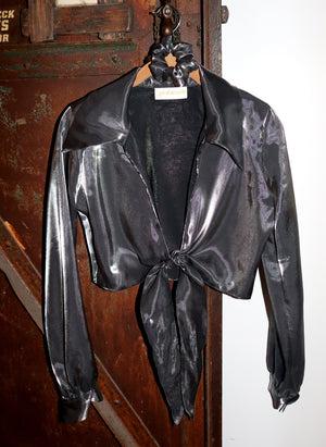 
                  
                    load image into gallery viewer, dark silver marylebone - balloon sleeve wrap tie top - girl of the earth
                  
                