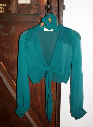 
                  
                    load image into gallery viewer, sheer teal marylebone - balloon sleeve wrap tie top - girl of the earth
                  
                