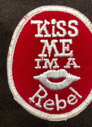 
                  
                    load image into gallery viewer, VINTAGE SEX PATCH SHORTS - sustainable and upcycled - Kiss me I&amp;#39;m a Rebel
                  
                