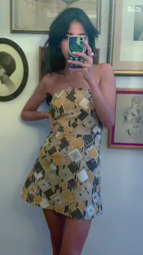 
                  
                    load and play video in gallery viewer, byron dress - silk yellow squares
                  
                