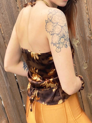 
                  
                    load image into gallery viewer, brown floral santiago top - upcycled vintage - girl of the earth
                  
                