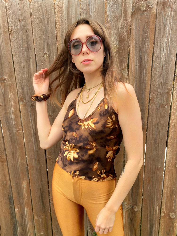 brown floral santiago top - upcycled vintage - girl of the earth